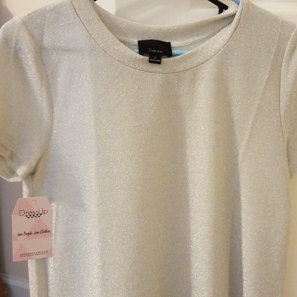 Women's Silver Sparkle Top Lumiere Small NWT - Picture 5 of 7
